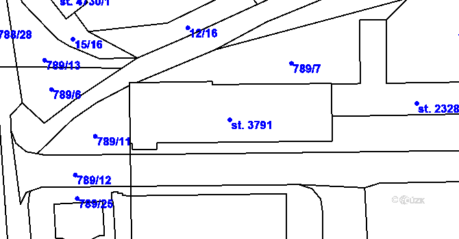 Parcela st. 3791 v KÚ Blansko, Katastrální mapa