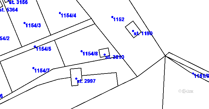 Parcela st. 3810 v KÚ Blansko, Katastrální mapa
