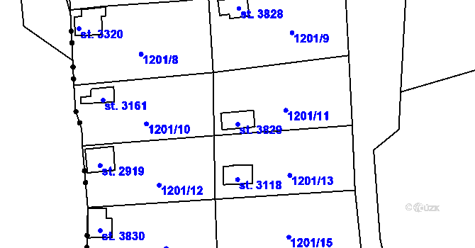 Parcela st. 3829 v KÚ Blansko, Katastrální mapa