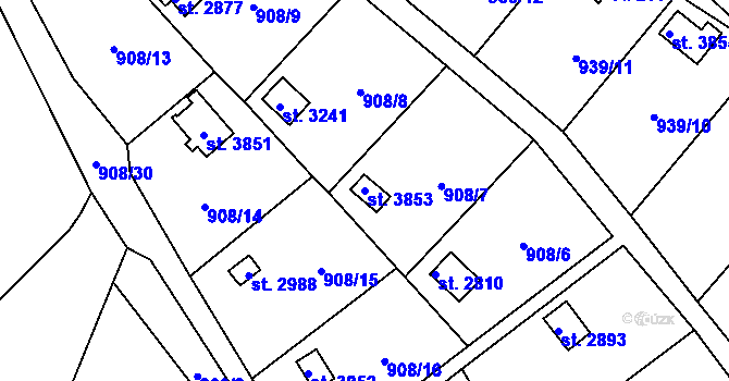 Parcela st. 3853 v KÚ Blansko, Katastrální mapa