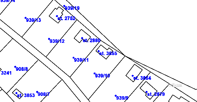 Parcela st. 3855 v KÚ Blansko, Katastrální mapa