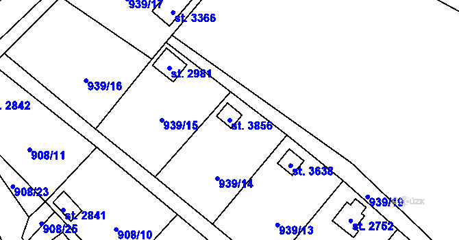 Parcela st. 3856 v KÚ Blansko, Katastrální mapa
