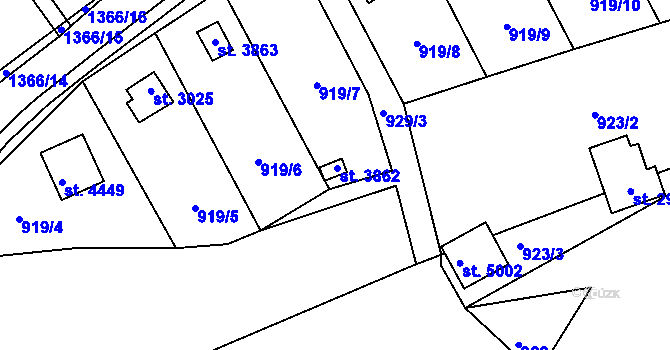 Parcela st. 3862 v KÚ Blansko, Katastrální mapa