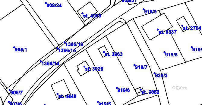 Parcela st. 3863 v KÚ Blansko, Katastrální mapa