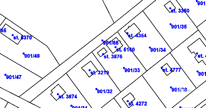 Parcela st. 3876 v KÚ Blansko, Katastrální mapa