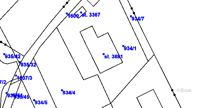 Parcela st. 3881 v KÚ Blansko, Katastrální mapa