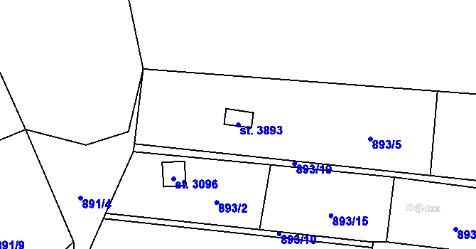 Parcela st. 3893 v KÚ Blansko, Katastrální mapa