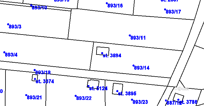 Parcela st. 3894 v KÚ Blansko, Katastrální mapa
