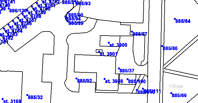 Parcela st. 3901 v KÚ Blansko, Katastrální mapa