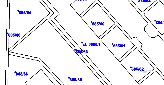 Parcela st. 3906/1 v KÚ Blansko, Katastrální mapa
