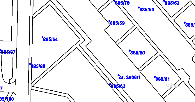 Parcela st. 3906/2 v KÚ Blansko, Katastrální mapa