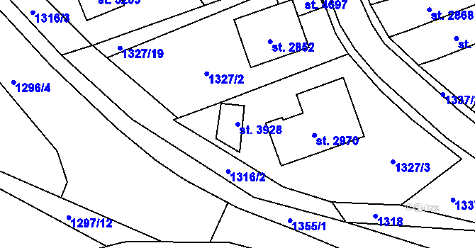 Parcela st. 3928 v KÚ Blansko, Katastrální mapa
