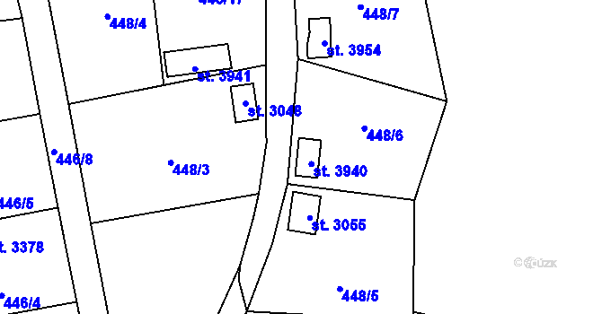 Parcela st. 3940 v KÚ Blansko, Katastrální mapa