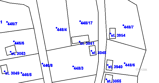 Parcela st. 3941 v KÚ Blansko, Katastrální mapa