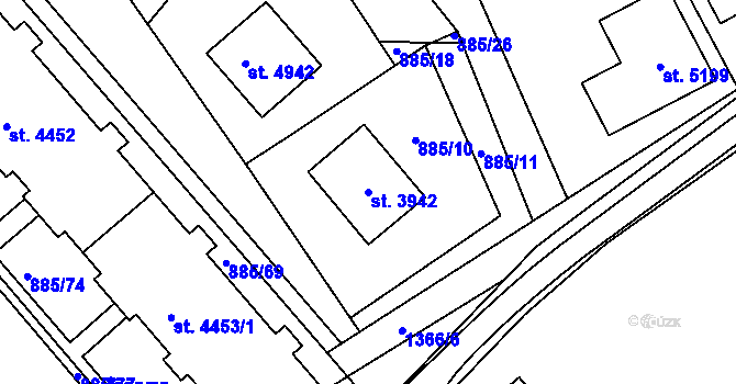 Parcela st. 3942 v KÚ Blansko, Katastrální mapa