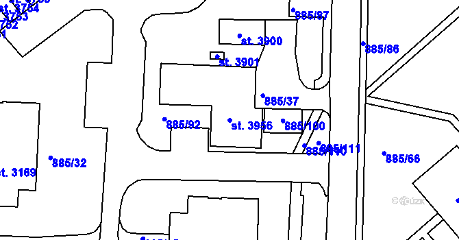 Parcela st. 3956 v KÚ Blansko, Katastrální mapa