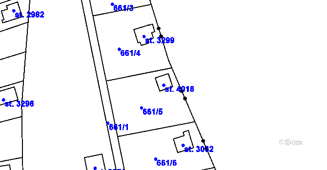 Parcela st. 4018 v KÚ Blansko, Katastrální mapa