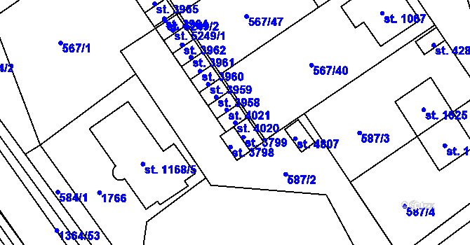 Parcela st. 4020 v KÚ Blansko, Katastrální mapa