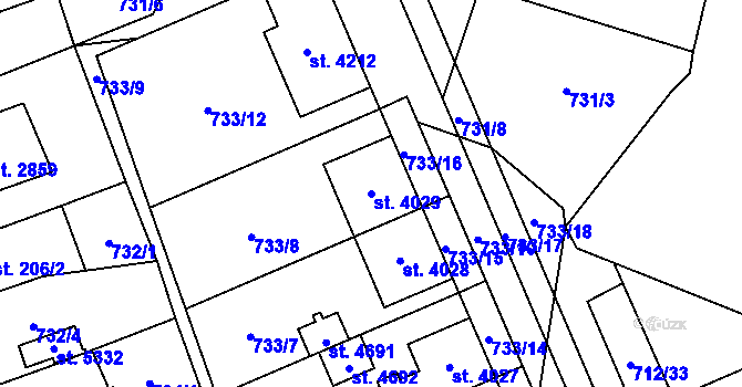 Parcela st. 4029 v KÚ Blansko, Katastrální mapa