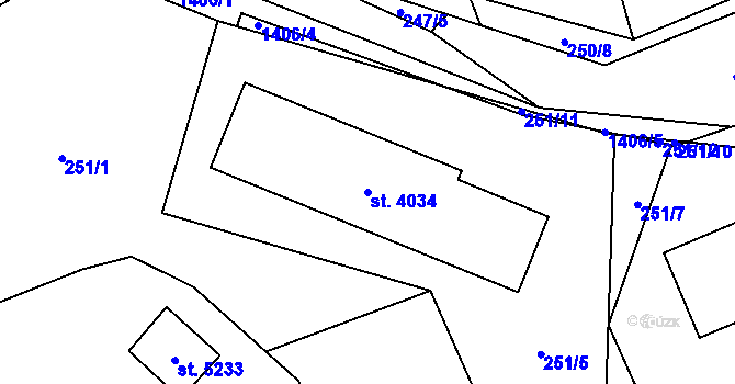 Parcela st. 4034 v KÚ Blansko, Katastrální mapa