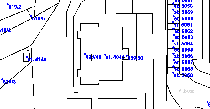 Parcela st. 4045 v KÚ Blansko, Katastrální mapa