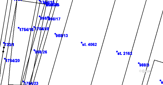Parcela st. 4062 v KÚ Blansko, Katastrální mapa