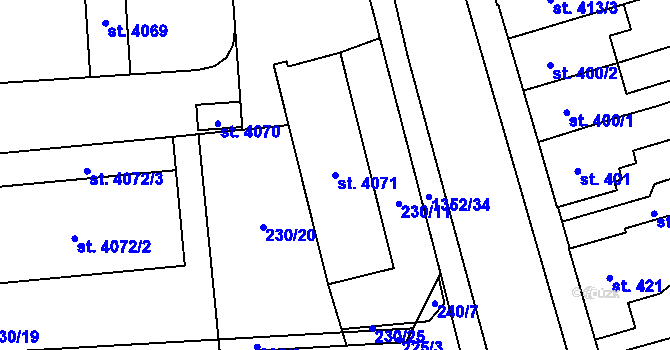 Parcela st. 4071 v KÚ Blansko, Katastrální mapa