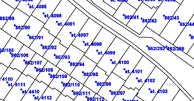 Parcela st. 4099 v KÚ Blansko, Katastrální mapa