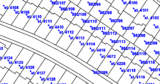 Parcela st. 4114 v KÚ Blansko, Katastrální mapa