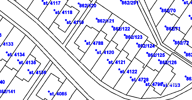 Parcela st. 4120 v KÚ Blansko, Katastrální mapa