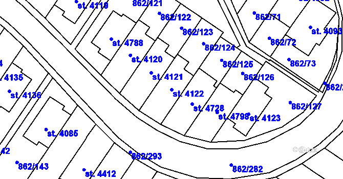 Parcela st. 4122 v KÚ Blansko, Katastrální mapa