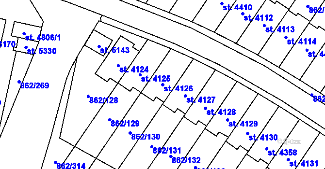 Parcela st. 4126 v KÚ Blansko, Katastrální mapa