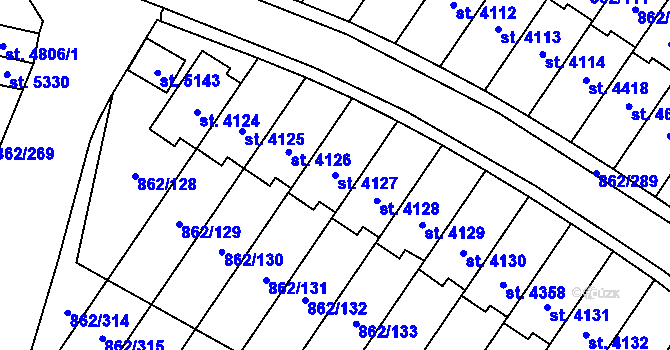 Parcela st. 4127 v KÚ Blansko, Katastrální mapa