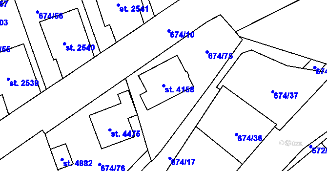 Parcela st. 4158 v KÚ Blansko, Katastrální mapa