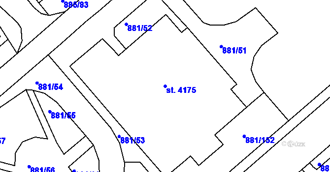 Parcela st. 4175 v KÚ Blansko, Katastrální mapa