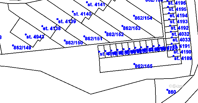 Parcela st. 4178 v KÚ Blansko, Katastrální mapa