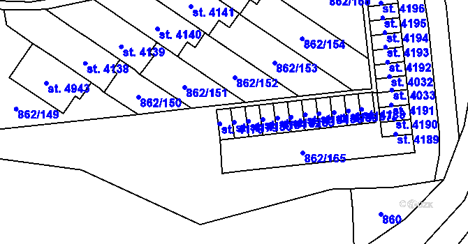 Parcela st. 4179 v KÚ Blansko, Katastrální mapa