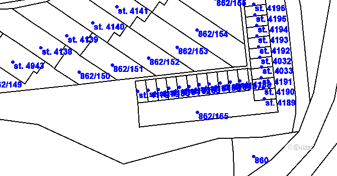 Parcela st. 4181 v KÚ Blansko, Katastrální mapa