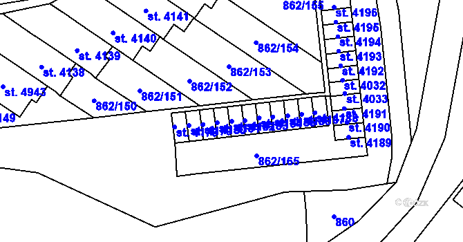 Parcela st. 4182 v KÚ Blansko, Katastrální mapa