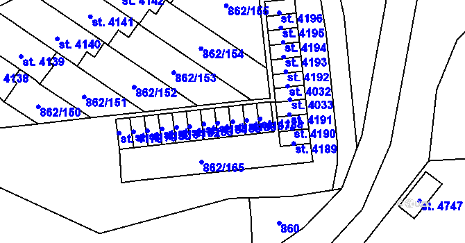 Parcela st. 4186 v KÚ Blansko, Katastrální mapa