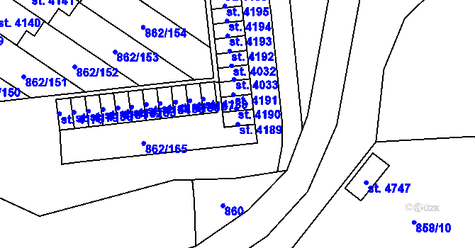 Parcela st. 4189 v KÚ Blansko, Katastrální mapa