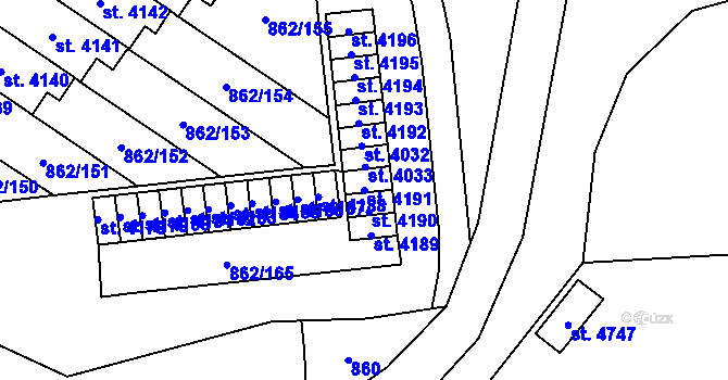 Parcela st. 4191 v KÚ Blansko, Katastrální mapa
