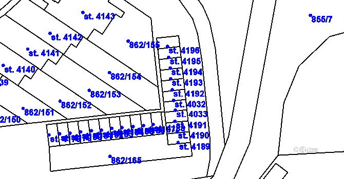 Parcela st. 4192 v KÚ Blansko, Katastrální mapa