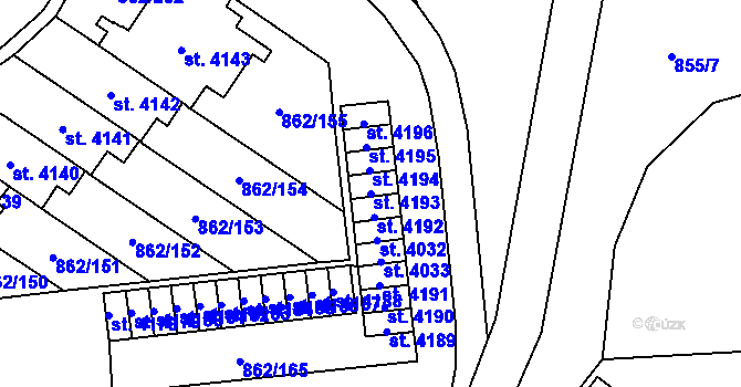 Parcela st. 4193 v KÚ Blansko, Katastrální mapa