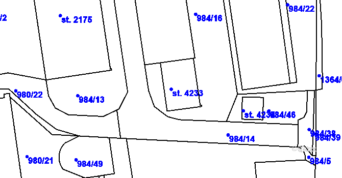 Parcela st. 4233 v KÚ Blansko, Katastrální mapa