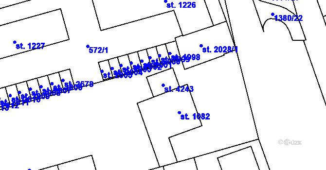 Parcela st. 4243 v KÚ Blansko, Katastrální mapa