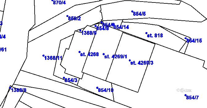 Parcela st. 4269/1 v KÚ Blansko, Katastrální mapa