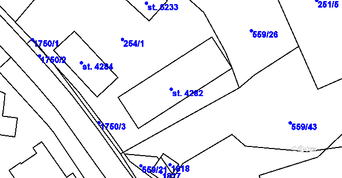 Parcela st. 4282 v KÚ Blansko, Katastrální mapa