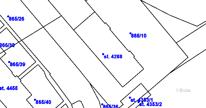 Parcela st. 4288 v KÚ Blansko, Katastrální mapa