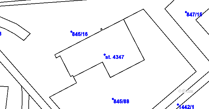 Parcela st. 4347 v KÚ Blansko, Katastrální mapa